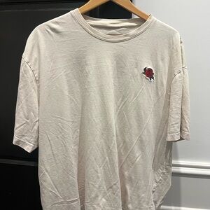 Cream T-Shirt with Rose Embroidery